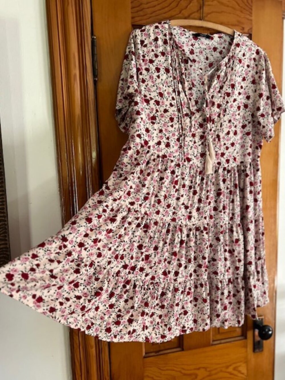 Dokotoo Summer Casual Boho Floral V Neck Short Sleeve Sundress Women's Large - Picture 5 of 13